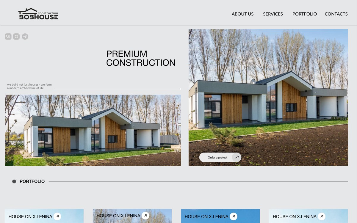 BOBHOUSE premium construction landing page design